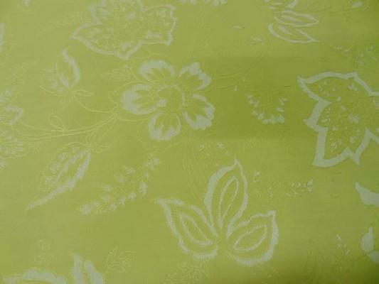 Toile coton anis clair faconne fleurs 1