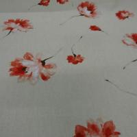 Toile coton beige imprime fleurs6