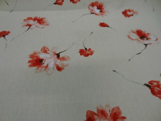 Toile coton beige imprime fleurs6