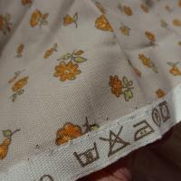 Toile coton beige rose fleurs orangees 3 