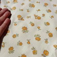 Toile coton beige rose fleurs orangees 5 