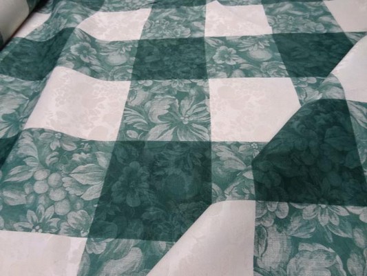 Toile coton damassee vert blanc 2