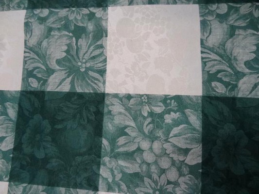 Toile coton damassee vert blanc 3