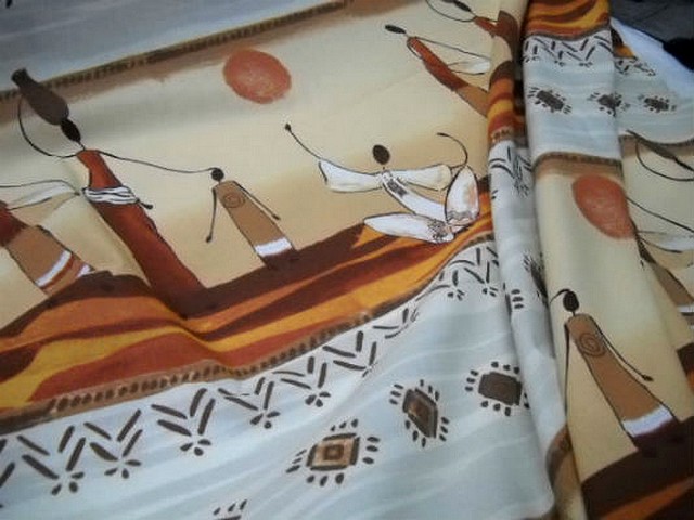 Toile coton frises motif africain face au soleil 1 
