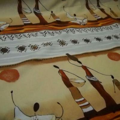 Toile coton frises motif africain face au soleil 2 