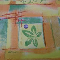 Toile coton imprimée jaune-orange-vert 2