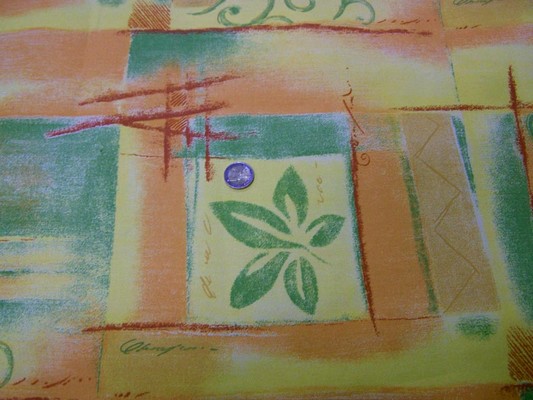 Toile coton imprimée jaune-orange-vert 2