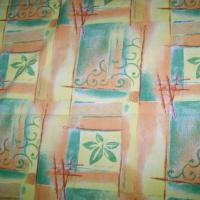 Toile coton imprimée jaune-orange-vert