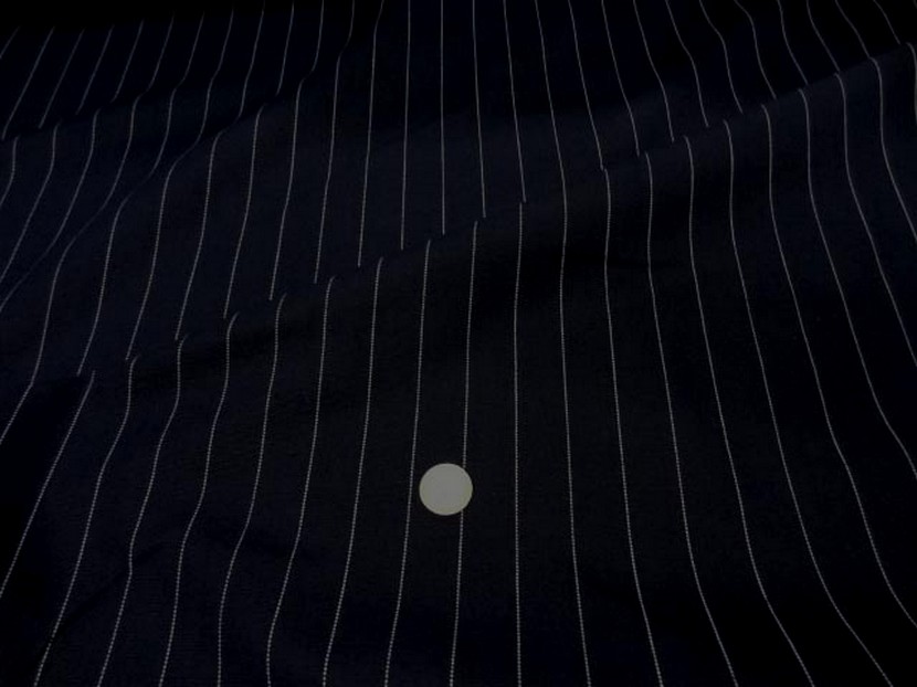 Toile coton lin bleu marine rayure tennis blanche 1