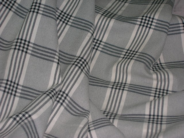Toile coton noir blanc facon tartan