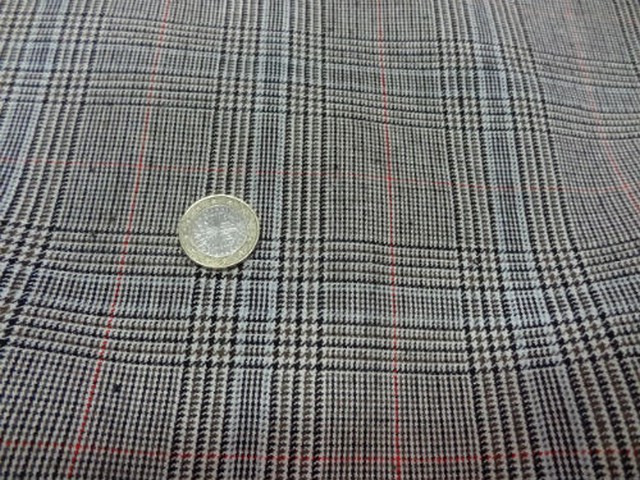 Toile coton prince de galles trame rouge 2
