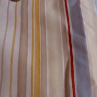Toile coton rayée beige-ocre-bleu ciel-rouge 02