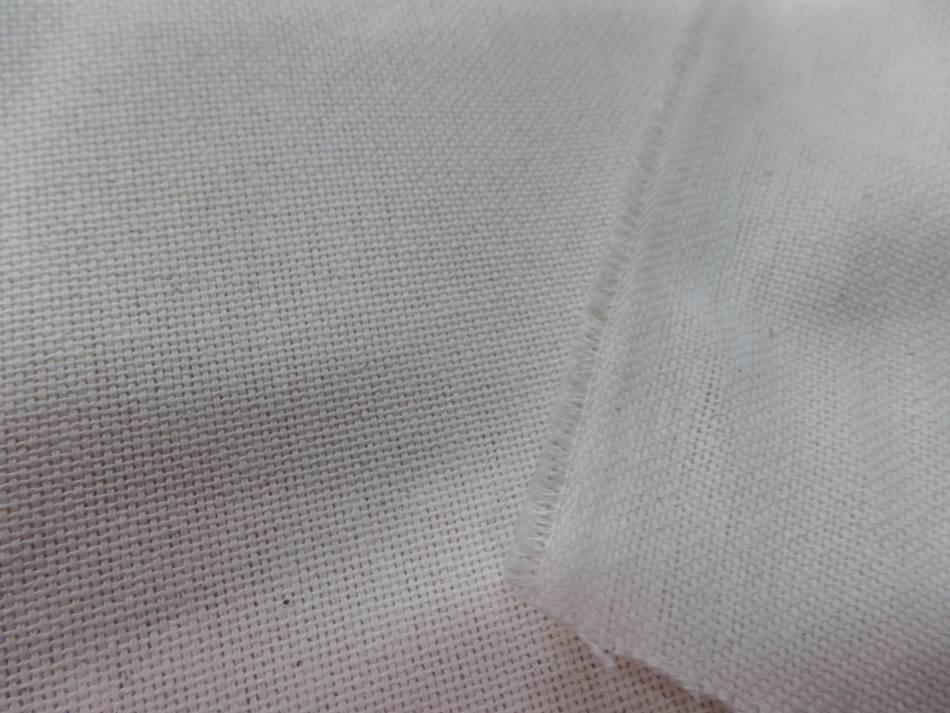 Toile coton tissage natte blanc casse 1