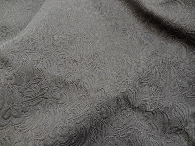 Toile damassee gris fonce motif relief 1