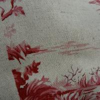 Toile de jouy en lin ecru motif vieux rose 3