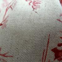 Toile de jouy en lin ecru motif vieux rose 6