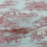 Toile de jouy fond blanc casse chasse a courre bordeaux 11
