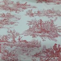 Toile de jouy fond blanc casse chasse a courre bordeaux 12