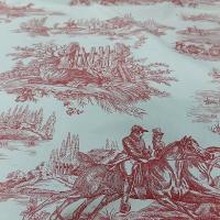 Toile de jouy fond blanc casse chasse a courre bordeaux 13 
