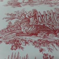 Toile de jouy fond blanc casse chasse a courre bordeaux 14 