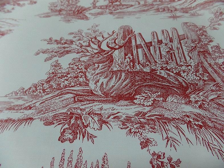 Toile de jouy fond blanc casse chasse a courre bordeaux 14