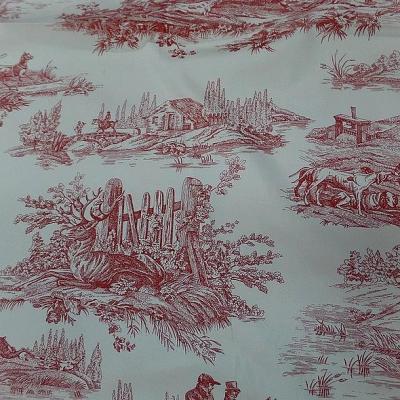 Toile de jouy fond blanc casse chasse a courre bordeaux 8 