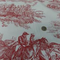 Toile de jouy fond blanc casse chasse a courre bordeaux 9