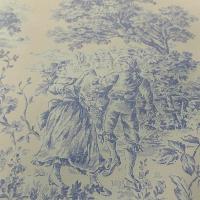 Toile de jouy fond coquille d oeuf scene romantique teinte lavande 10 