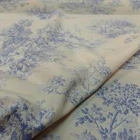 Toile de jouy fond coquille d oeuf scene romantique teinte lavande 4