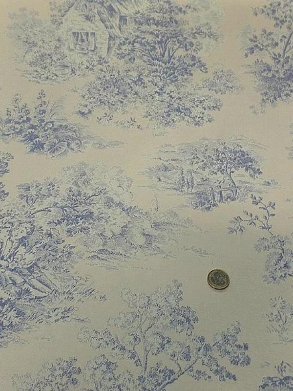 Toile de jouy fond coquille d oeuf scene romantique teinte lavande 6 