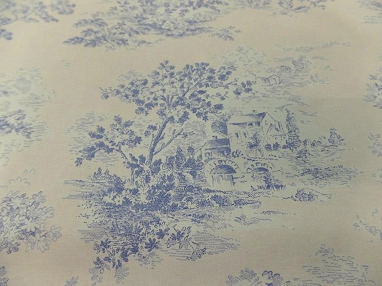 Toile de jouy fond coquille d oeuf scene romantique teinte lavande 7