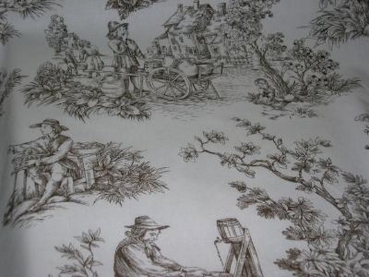 Toile de Jouy motifs marron 1