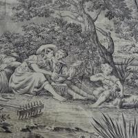 Toile de jouy matin midi soir fond ecru motifs noirs 3