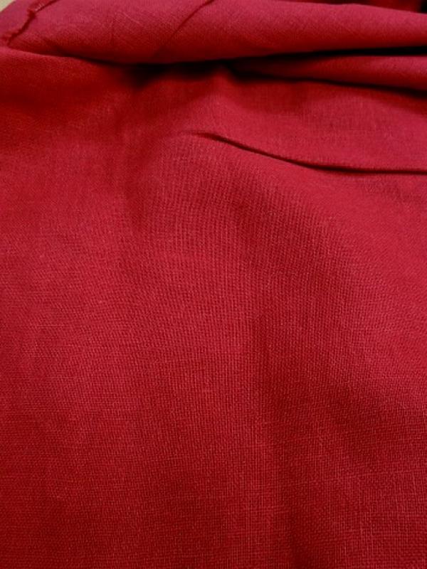 Toile de lin rouge cerise 1 