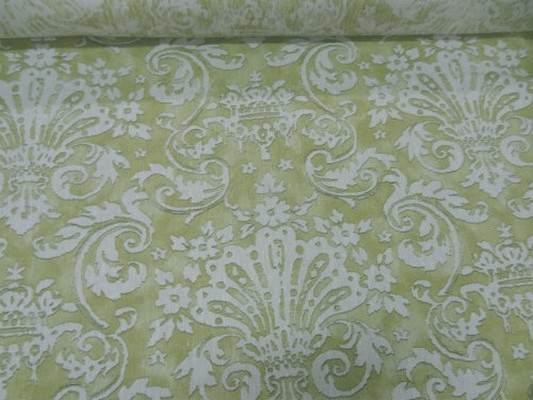 Tres beau lin imprime naturel vert