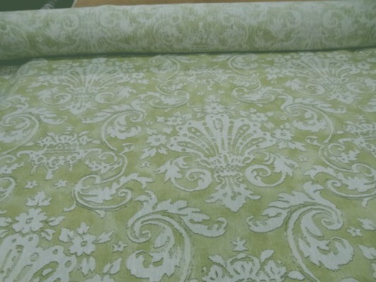 Tres beau lin imprime naturel vert0