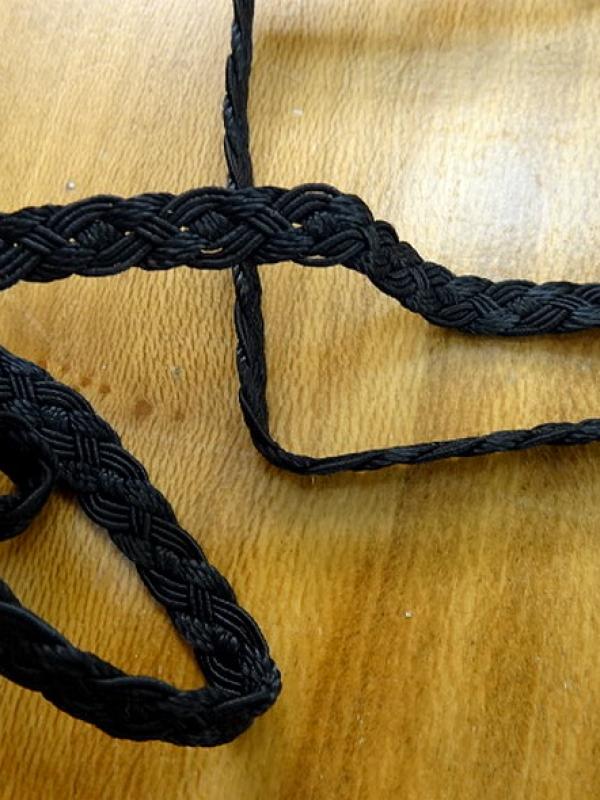 Tresse plate fantaisie viscose et coton noire 1 