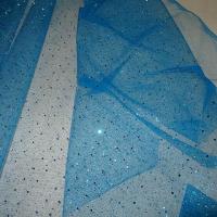 Tulle bleu azur a paillettes 