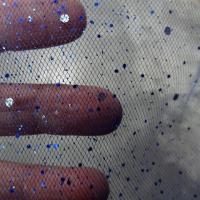 Tulle bleu saphir paillettes projetees 