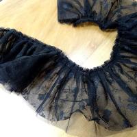 Tulle double epaisseur pre fronce fleuri 1