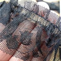 Tulle pre plisse noir motif tulipe 3 