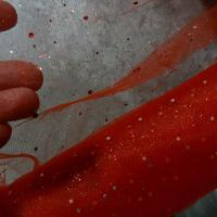 Tulle rouge vermillon paillettes projetees 2 
