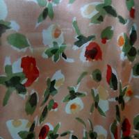 Twill de soie fond saumon fleuri 1
