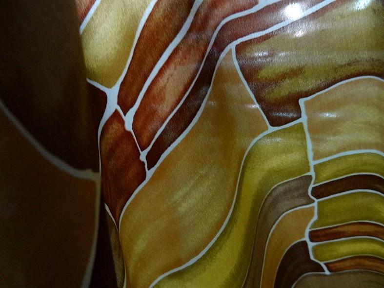 Twill de soie motif graphique vintage teintes automne 6 1