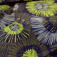 Twill de soie violet fleurs geantes anis et kaki 2