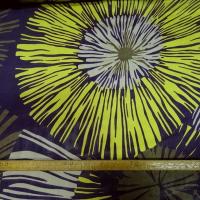 Twill de soie violet fleurs geantes anis et kaki 3