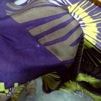 Twill de soie violet fleurs geantes anis et kaki 4 
