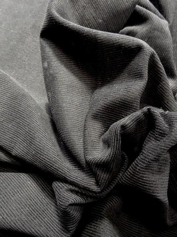 Velours coton mille raies noir uni 1 