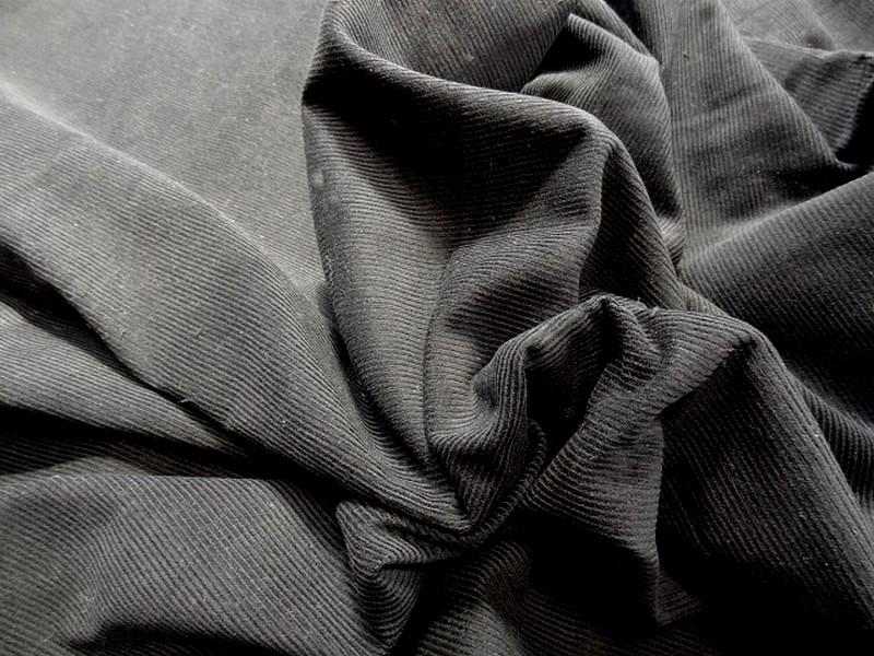 Velours coton mille raies noir uni 1