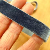 Velours elastique plat bleu petrole 15 mm 2 